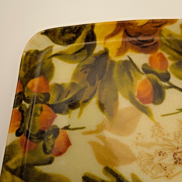 Vintage 60s LARGE 21"x16" MCM Mid Century Vintage Fiberglass Floral Tray serving - Picture 10 of 16